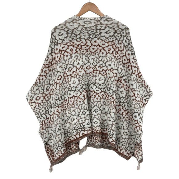 Knox Rose Cape Sweater Women Large Multicolor Geometric Print Knitted Open Front - Picture 2 of 12